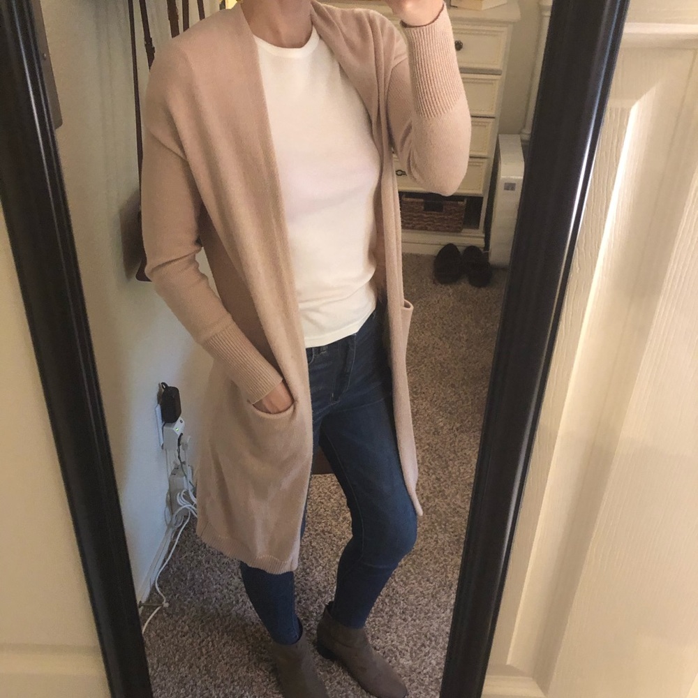 OLD NAVY blush extra long duster open cardigan